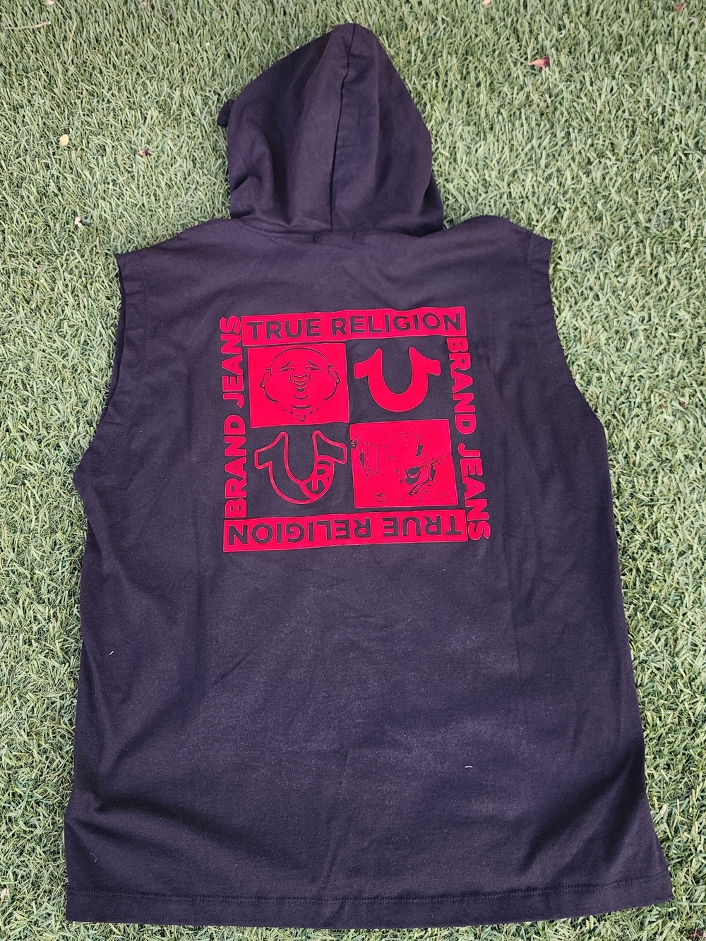 True Religion Jet Black Hooded Tank (M)